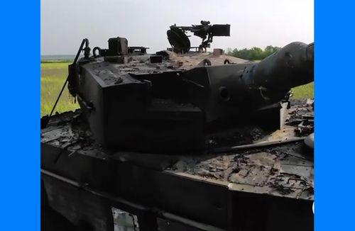 Сожженный немецкий танк "Леопард-2"